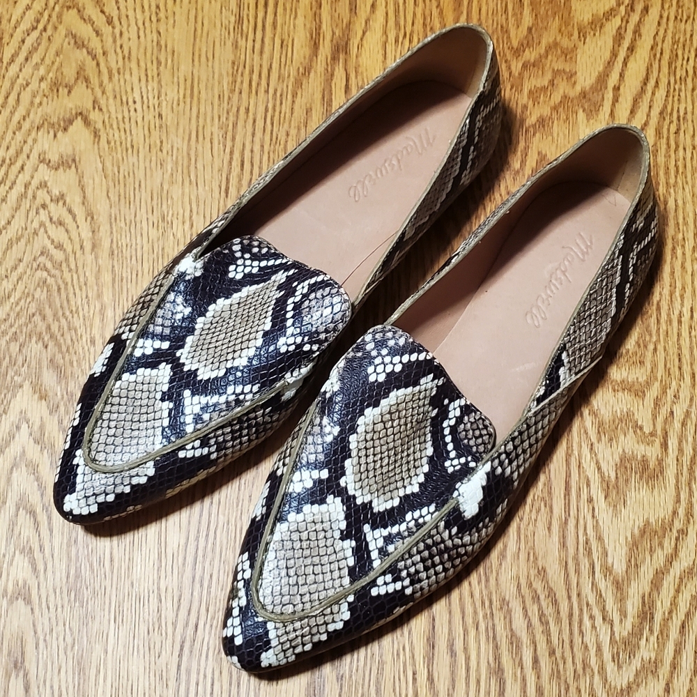 Madewell Frances Loafers Snake Embossed Leather Women's Flats Shoes Size 8.5